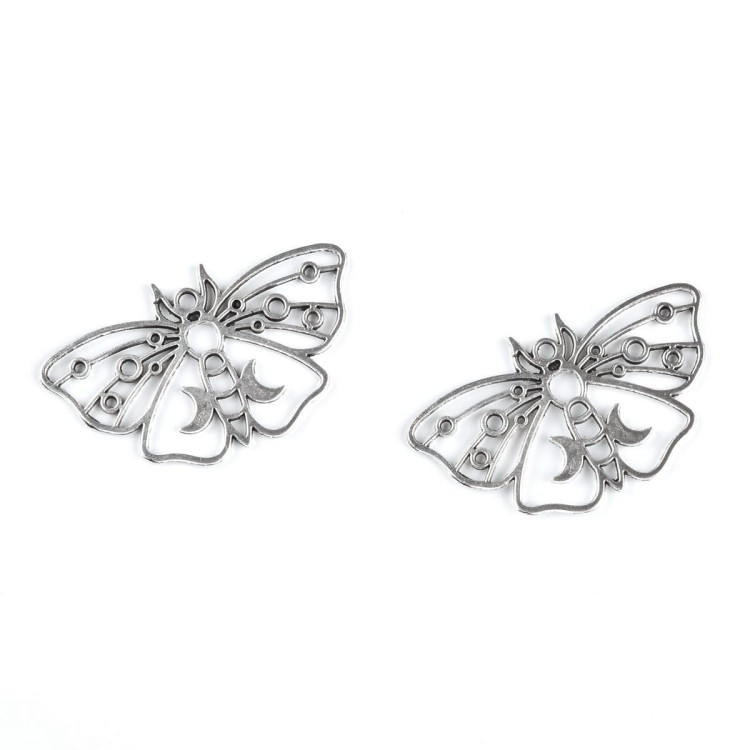 ZM393 Zawieszka metalowa motyl 37x22mm platynowy