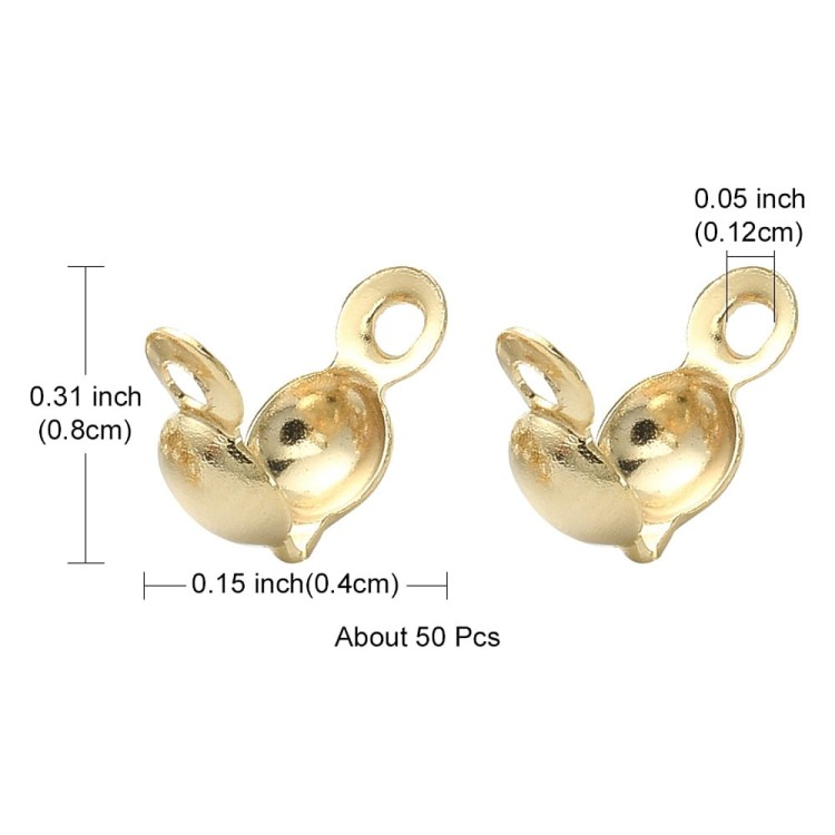 LAP143 Końcówki zakończenia łapaczki dziewczynki 8x4mm/3mm stal nierdzewna złote 18K