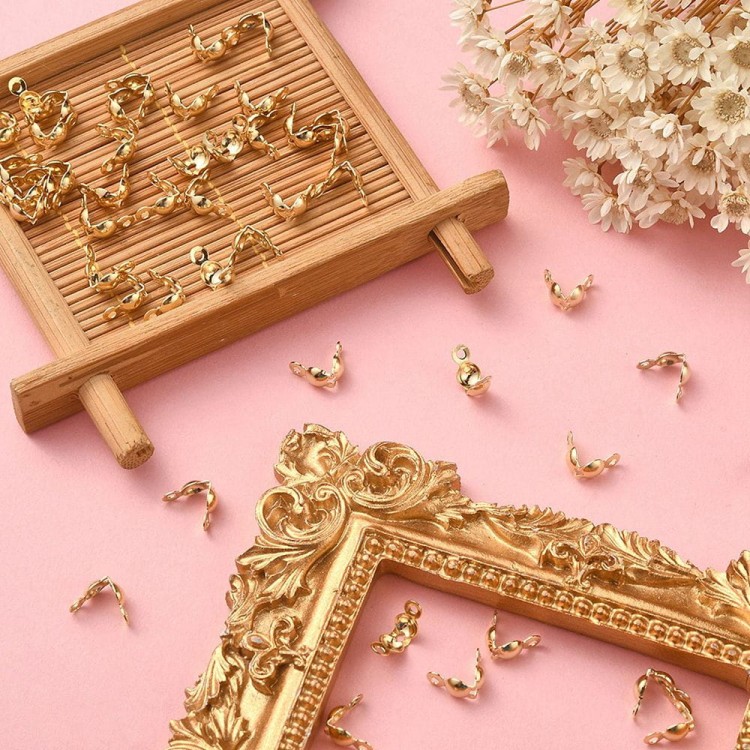 LAP143 Końcówki zakończenia łapaczki dziewczynki 8x4mm/3mm stal nierdzewna złote 18K