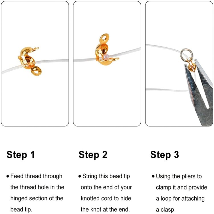 LAP144 Końcówki zakończenia łapaczki dziewczynki 8x4mm/3mm stal nierdzewna złote IP