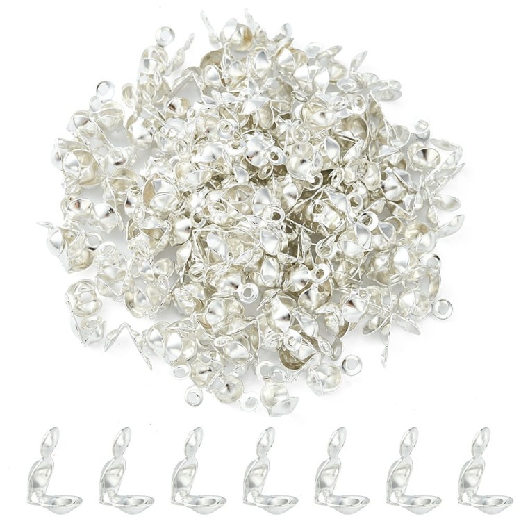 LAP145 Końcówki zakończenia łapaczki dziewczynki 8x4mm/3mm srebrne