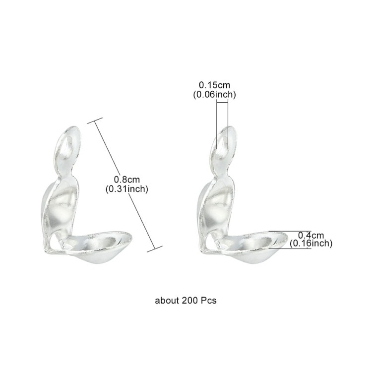 LAP145 Końcówki zakończenia łapaczki dziewczynki 8x4mm/3mm srebrne