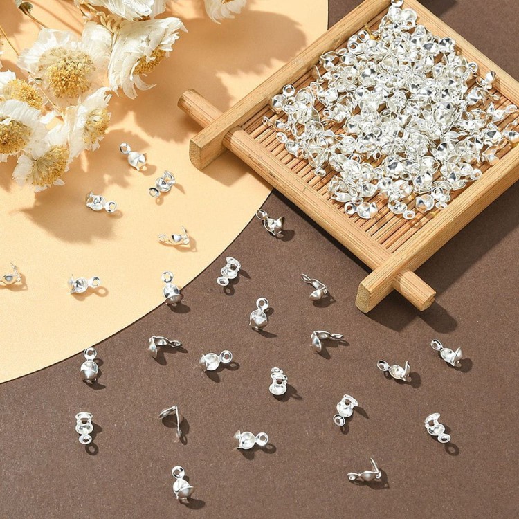 LAP145 Końcówki zakończenia łapaczki dziewczynki 8x4mm/3mm srebrne