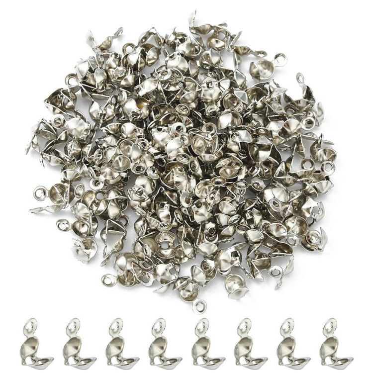 LAP147 Końcówki zakończenia łapaczki dziewczynki 8x4mm/3mm platynowe