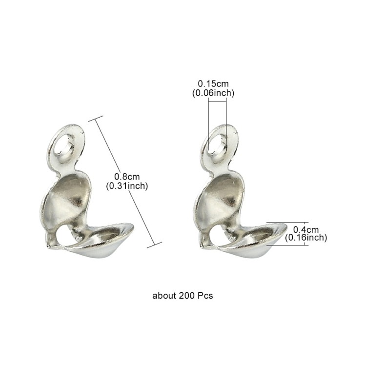 LAP147 Końcówki zakończenia łapaczki dziewczynki 8x4mm/3mm platynowe