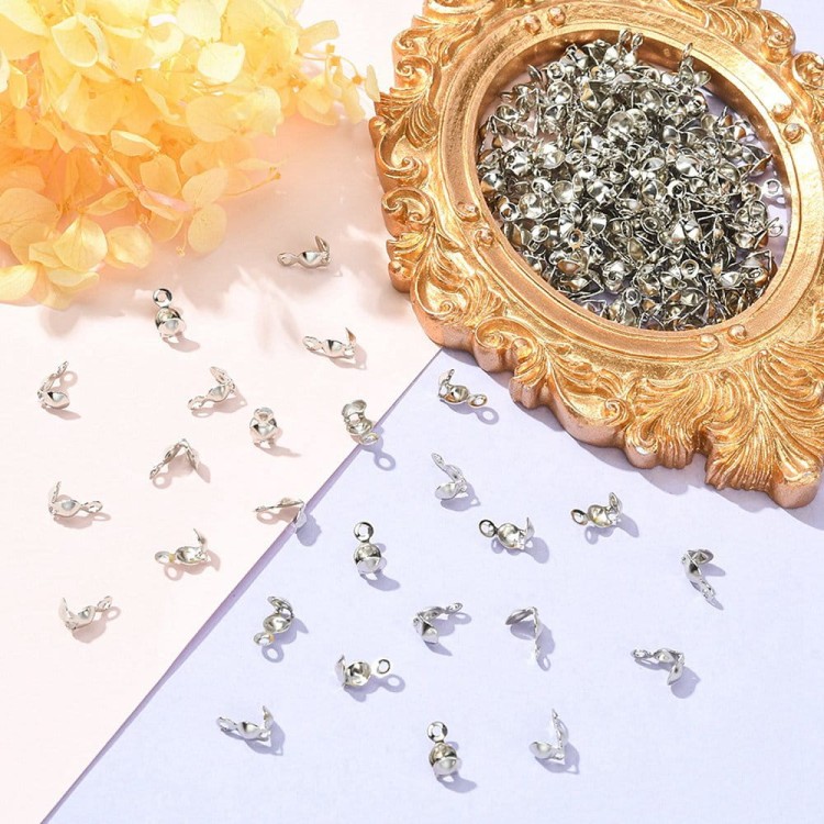 LAP147 Końcówki zakończenia łapaczki dziewczynki 8x4mm/3mm platynowe