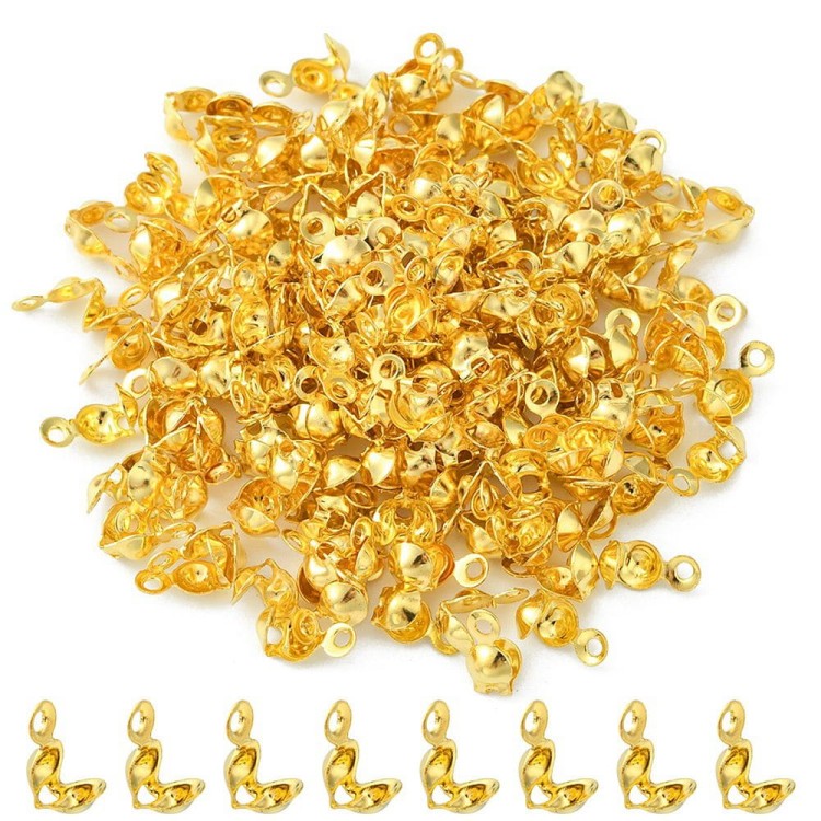 LAP148 Końcówki zakończenia łapaczki dziewczynki 8x4mm/3mm złote