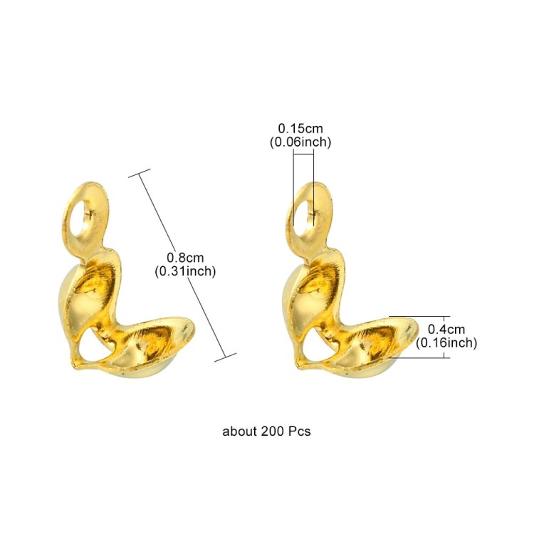 LAP148 Końcówki zakończenia łapaczki dziewczynki 8x4mm/3mm złote