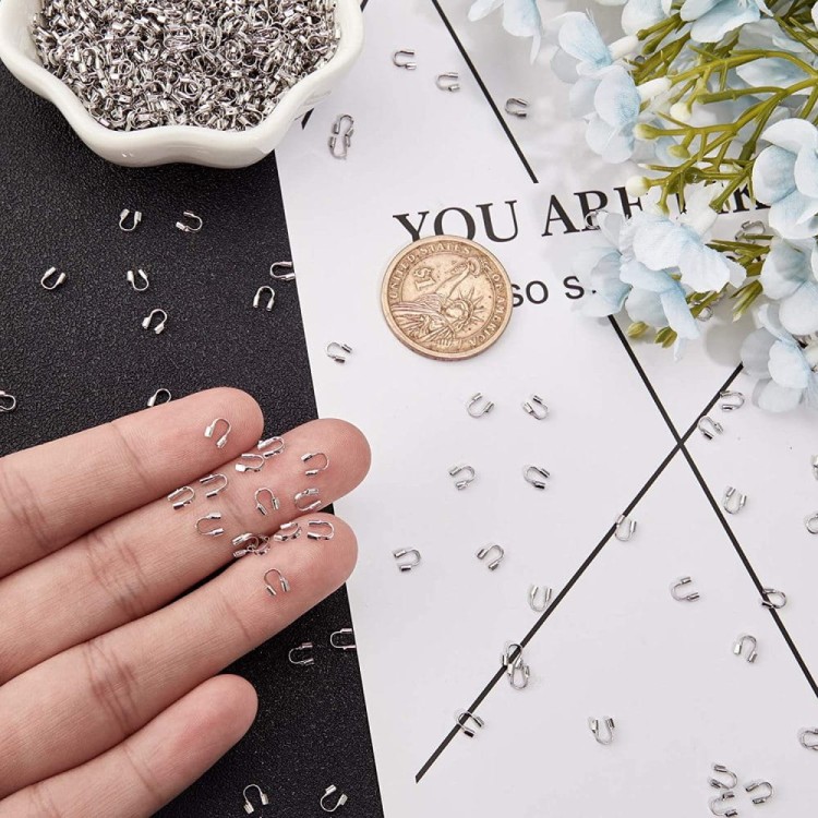 KRZ77 Zakończenia ochronne linki 0,5mm podkówki osłonki 4,5x4mm platynowe