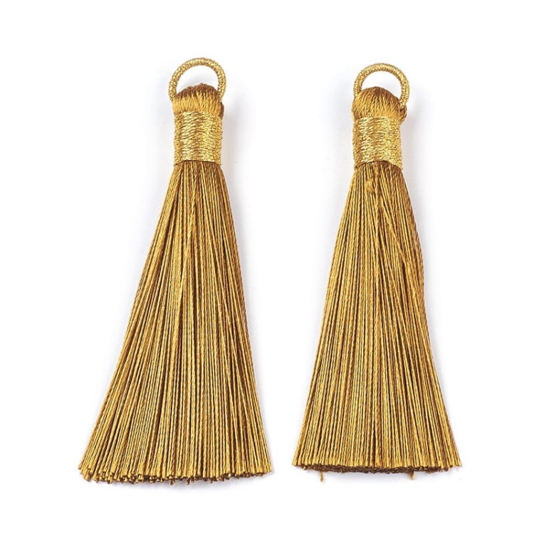TAS213 Frędzel chwost poliestrowy 8cm BOHO zawieszka - złoty