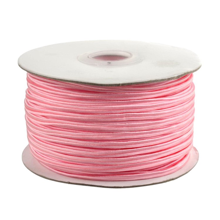 SOU46 Sznurek sutaszowy poliestrowy 3mm x 1,2mm rolka 50m - różowy