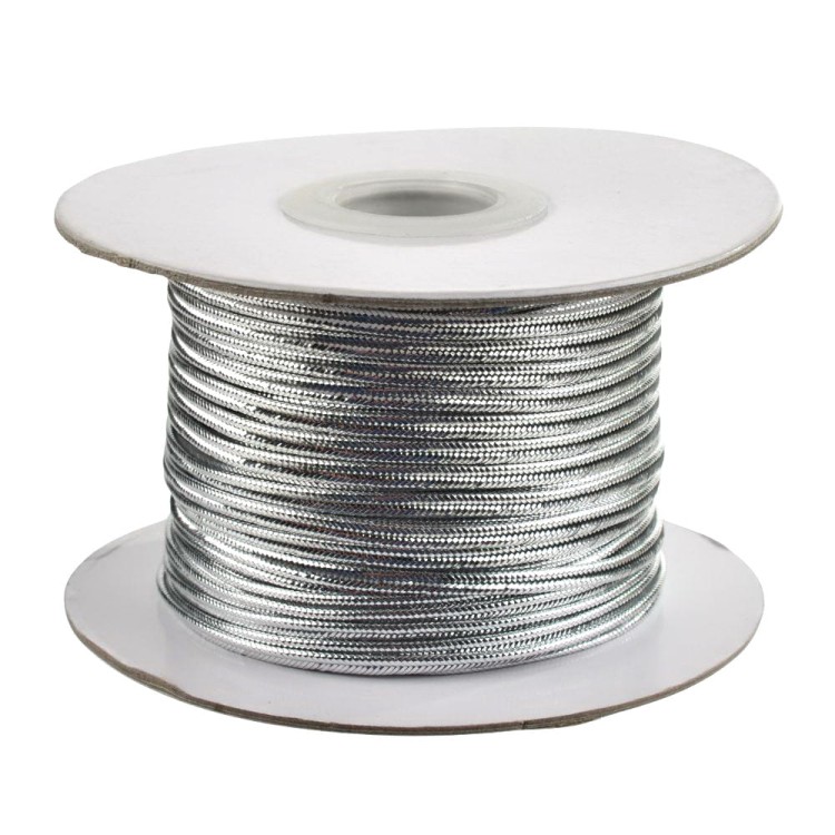 SOU20 Sznurek sutaszowy poliestrowy 3mm x 1,2mm 2m - srebrny