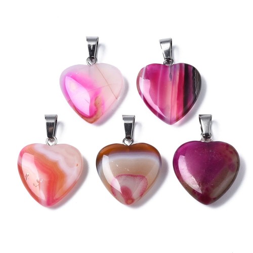 ZKA10 Zawieszka wisior serce serduszko z kamieniem agatem pasiastym