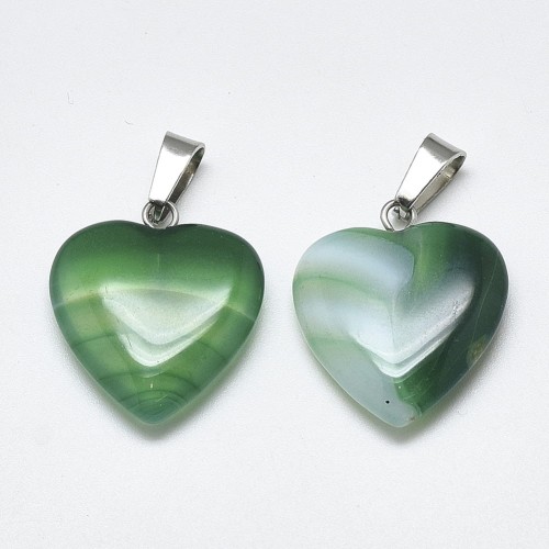 ZKA11 Zawieszka wisior serce serduszko z kamieniem agatem pasiastym