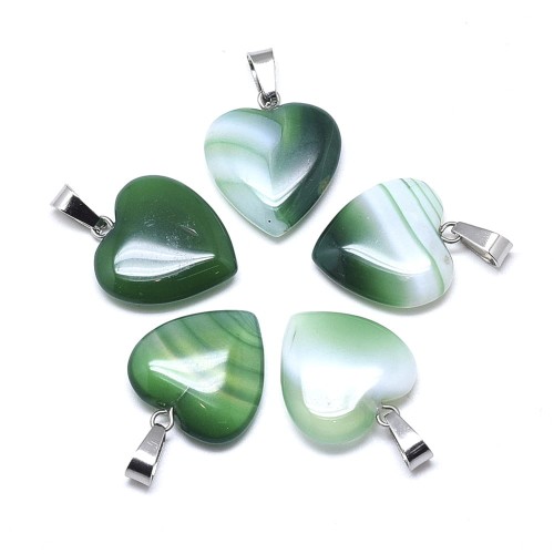 ZKA11 Zawieszka wisior serce serduszko z kamieniem agatem pasiastym