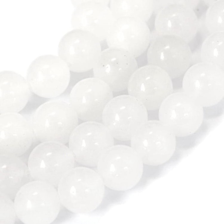 JAD153 Jadeit kamień naturalny koraliki kule 8mm biały