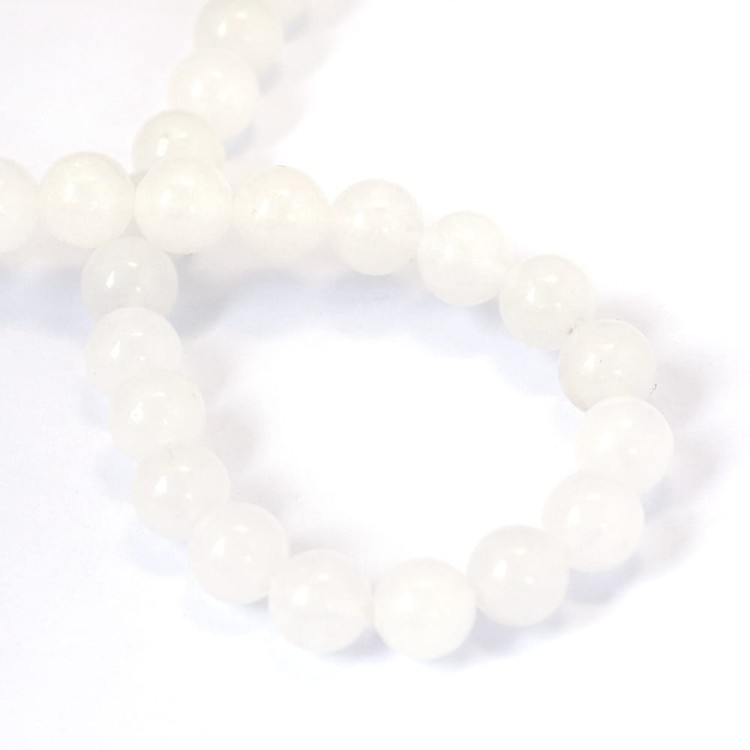 JAD153 Jadeit kamień naturalny koraliki kule 8mm biały
