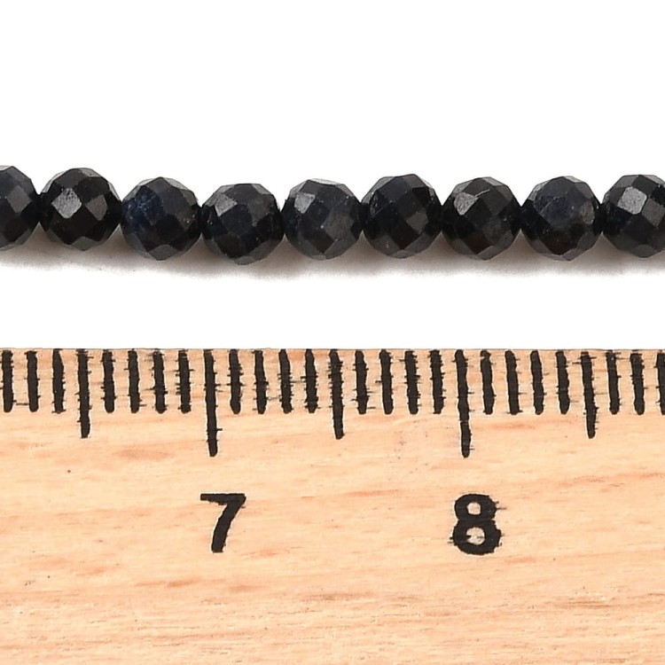 KK158 Szafir czarny naturalny kamień fasetowany koraliki kule 3mm gradacja AA