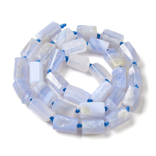 AGP153 Agat koronkowy niebieski kamień naturalny koraliki walec 10x8mm