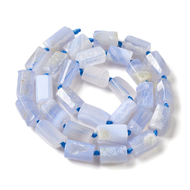 AGP153 Agat koronkowy niebieski kamień naturalny koraliki walec 10x8mm