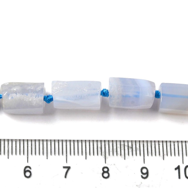 AGP153 Agat koronkowy niebieski kamień naturalny koraliki walec 10x8mm