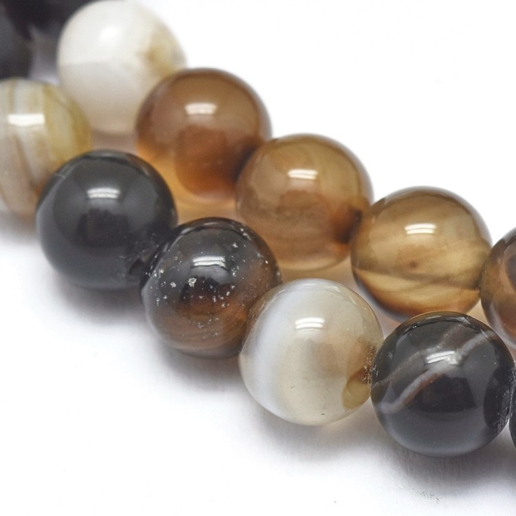 AGP157 Agat pasiasty kamień naturalny koraliki kule 6mm