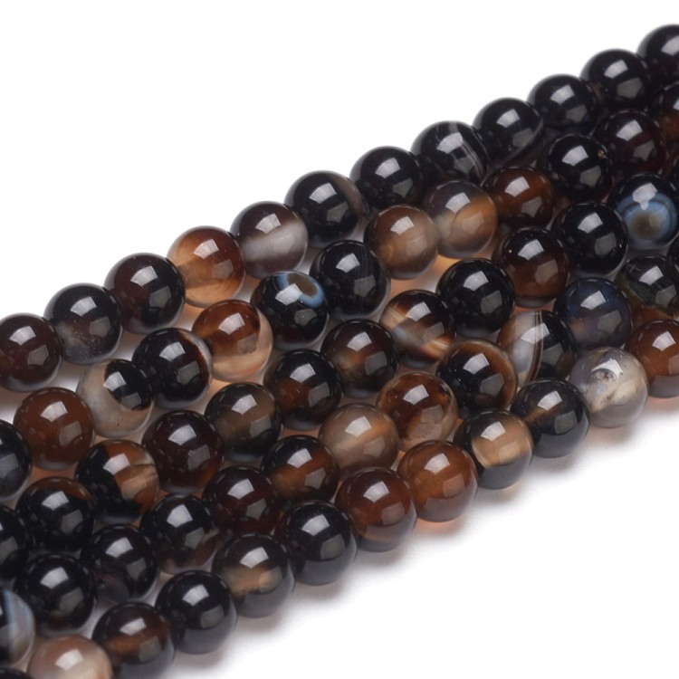AGP158 Agat Black czarny kamień naturalny koraliki kule 4mm