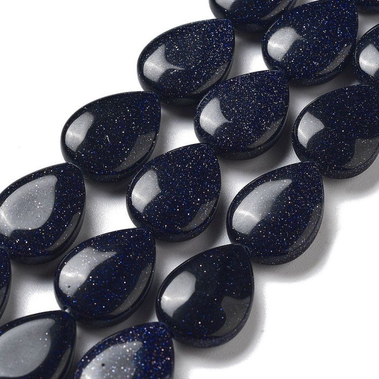 GST32 Kamień Blue Goldstone Noc Kairu koraliki łezki krople 18x13mm