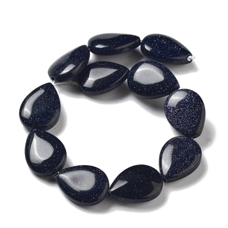 GST32 Kamień Blue Goldstone Noc Kairu koraliki łezki krople 18x13mm