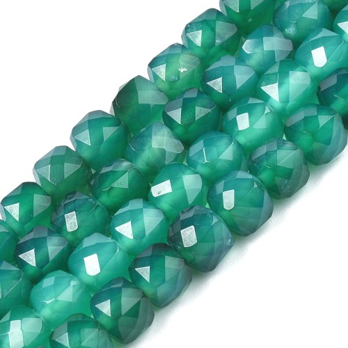 ONY15 Onyks Green zielony kamień naturalny koraliki kostki 5mm fasetowane