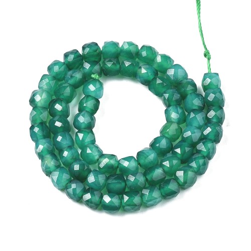 ONY15 Onyks Green zielony kamień naturalny koraliki kostki 5mm fasetowane