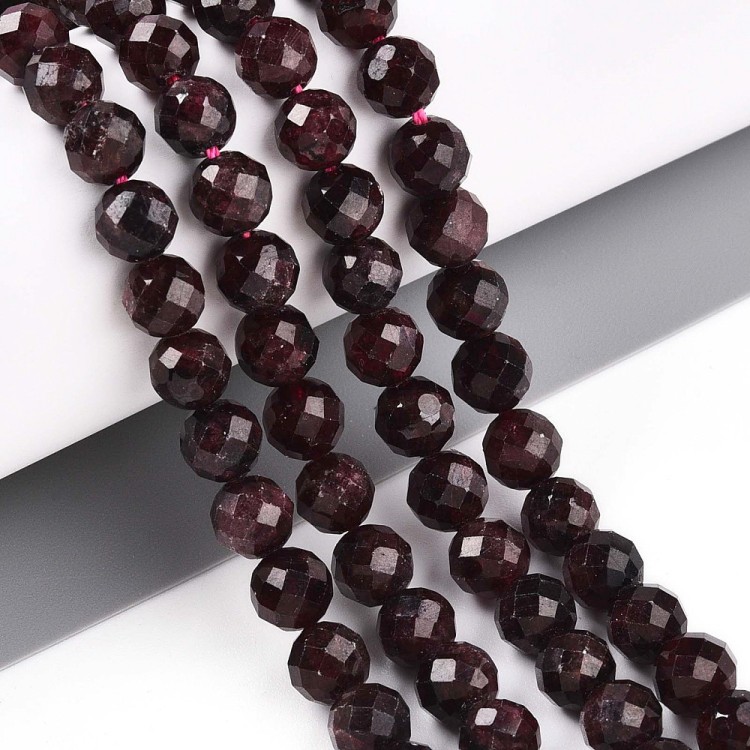 GNT21 Granat kamień naturalny koraliki kule 6mm fasetowane
