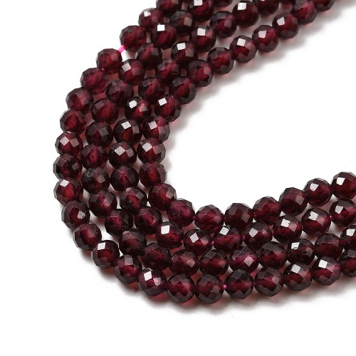 GNT22 Granat kamień naturalny koraliki kule 4mm fasetowane
