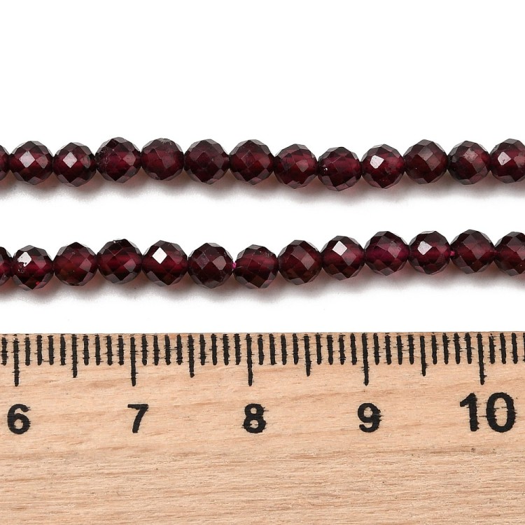 GNT22 Granat kamień naturalny koraliki kule 4mm fasetowane