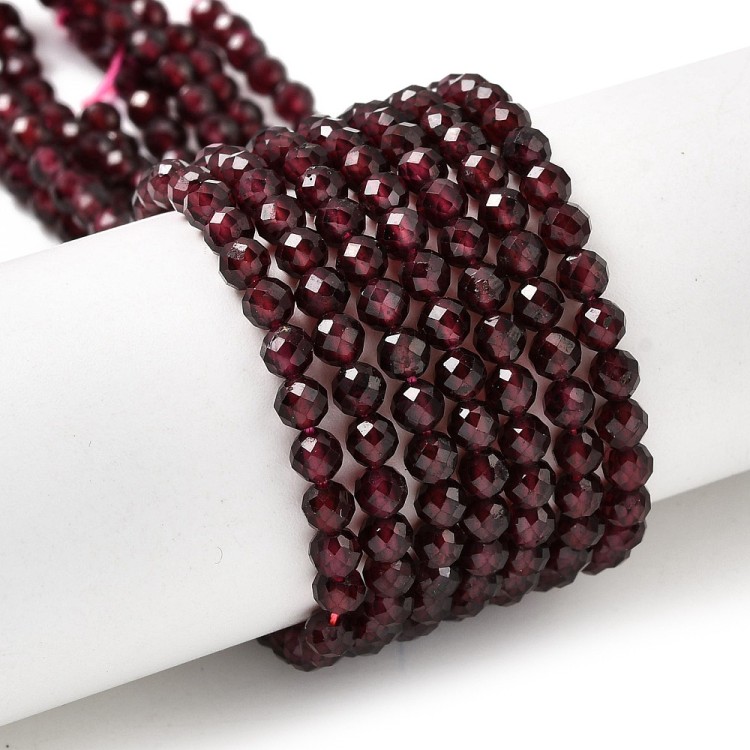 GNT22 Granat kamień naturalny koraliki kule 4mm fasetowane