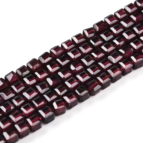 GNT24 Granat kamień naturalny koraliki kostki 3mm fasetowane