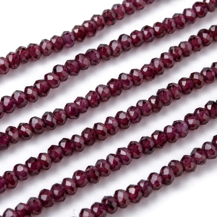 GNT25 Granat kamień naturalny koraliki rodelle 3x2mm fasetowane