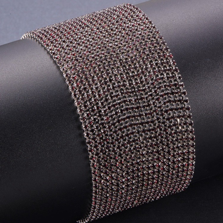 TB46 Taśma biżuteryjna z cyrkoniami kryształkami SS6 2mm silver/amethyst