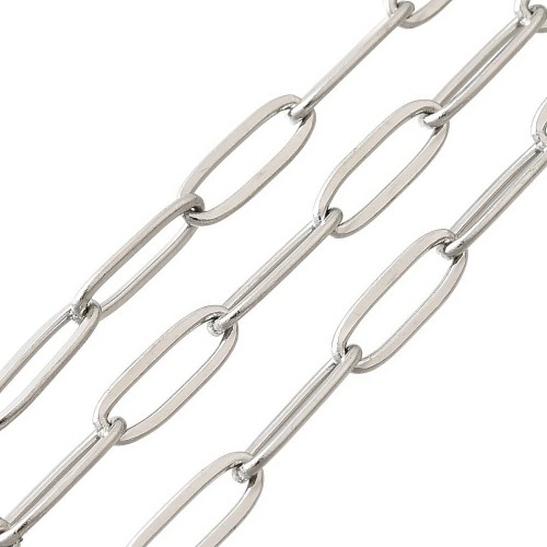 LAN217 Łańcuszek spinacze paperclips długie ogniwa 10x3,5mm 1m stal nierdzewna