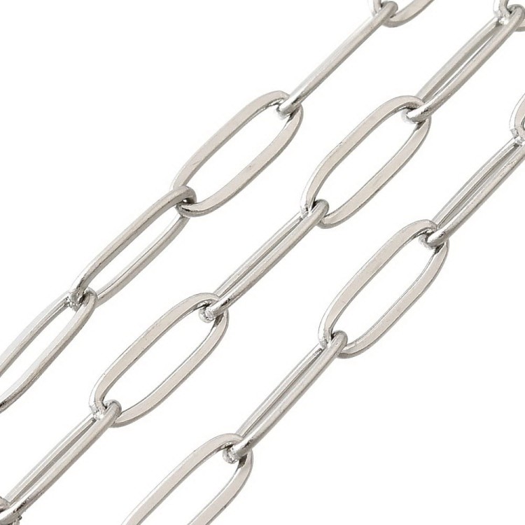LAN217 Łańcuszek spinacze paperclips długie ogniwa 10x3,5mm 1m stal nierdzewna
