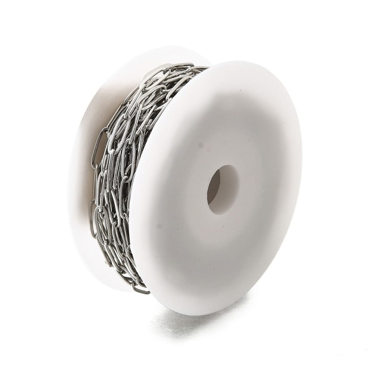 LAN217 Łańcuszek spinacze paperclips długie ogniwa 10x3,5mm 1m stal nierdzewna