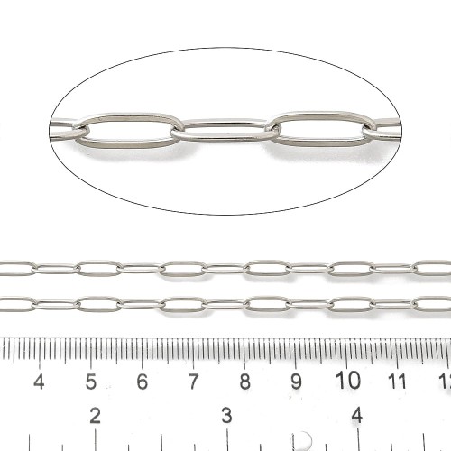 LAN217 Łańcuszek spinacze paperclips długie ogniwa 10x3,5mm 1m stal nierdzewna