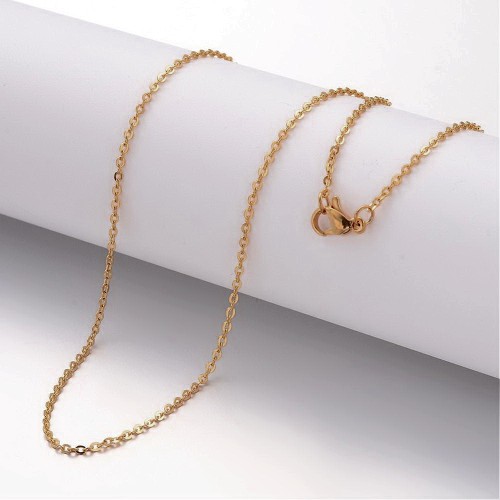 LAN219 Łańcuszek 45cm z zapięciem ogniwa 2x1,5mm stal nierdzewna IP złoty 18K