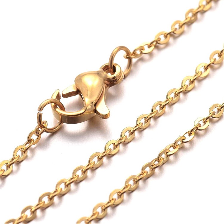 LAN219 Łańcuszek 45cm z zapięciem ogniwa 2x1,5mm stal nierdzewna IP złoty 18K