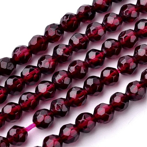 GNT26 Granat kamień naturalny koraliki kule 3mm-3,5mm fasetowane