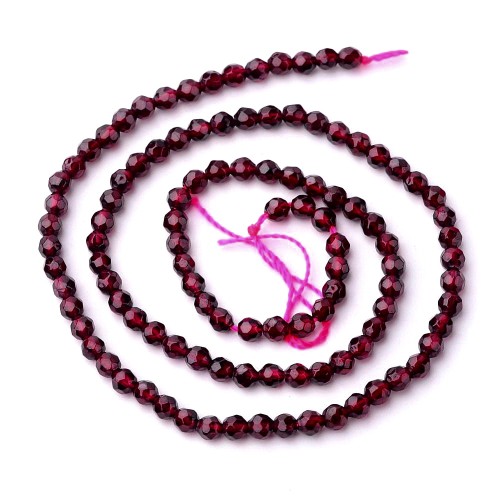 GNT26 Granat kamień naturalny koraliki kule 3mm-3,5mm fasetowane