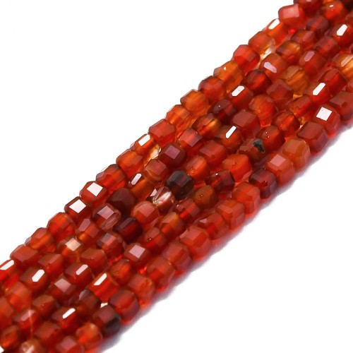 AGF74 Agat czerwony kamień naturalny koraliki kostki 2mm