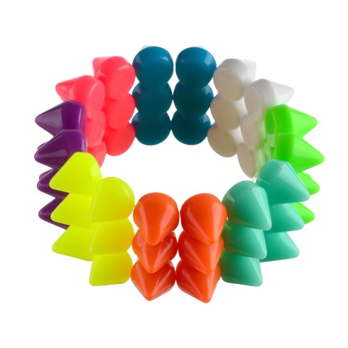 JBR01 Bransoletka potrójna kolce spike emo punk neon mix kolorów