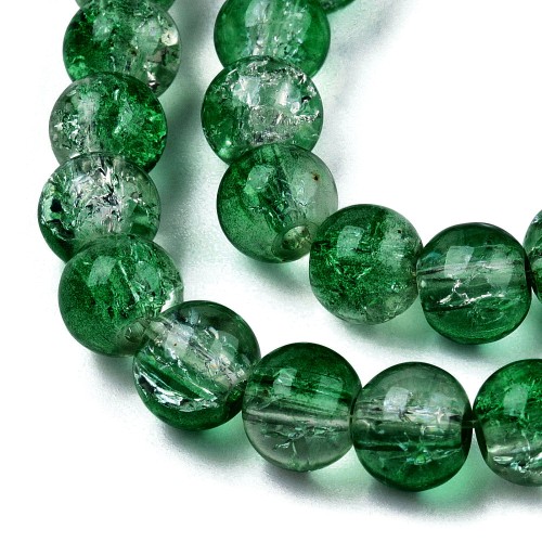 CRA54 Koraliki szklane spękane crackle 4mm sznur 200szt. zielone