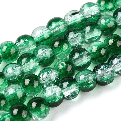 CRA54 Koraliki szklane spękane crackle 4mm sznur 200szt. zielone